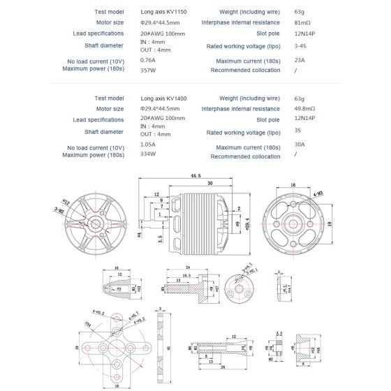 Hot Sales T-MOTOR AS 2312 Long Shaft 1150KV 1400KV 3S 4S 357W Brushless Motor for Fixed Wing Aircraft Small 3D RC Drone